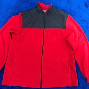 Starter red and‎ black fleece jacket 
#hoodie #zipup  #sweater
